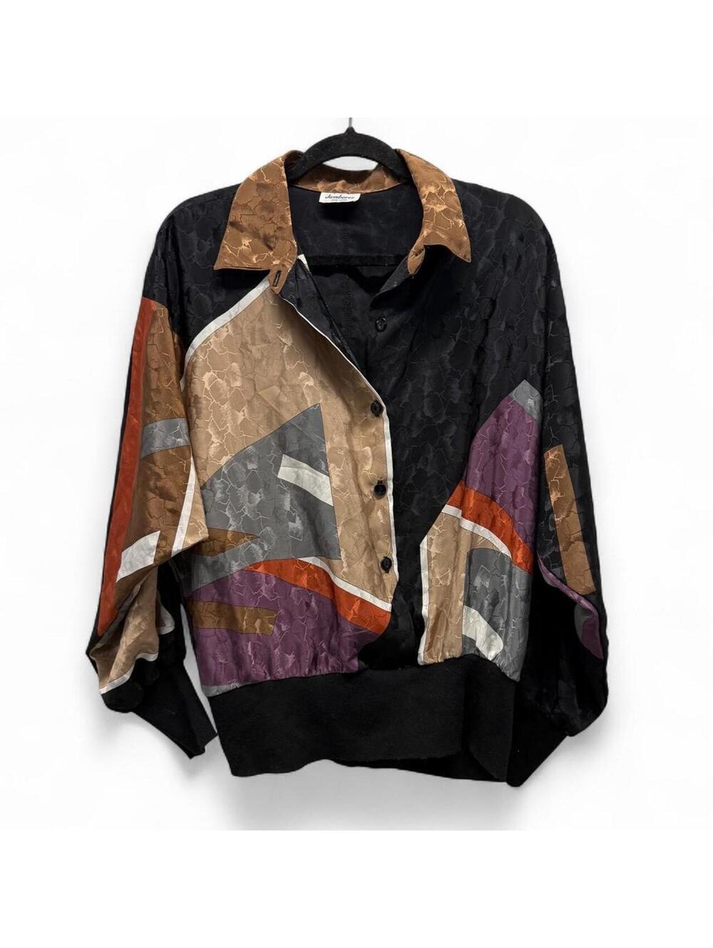 90s abstract geometry blouse